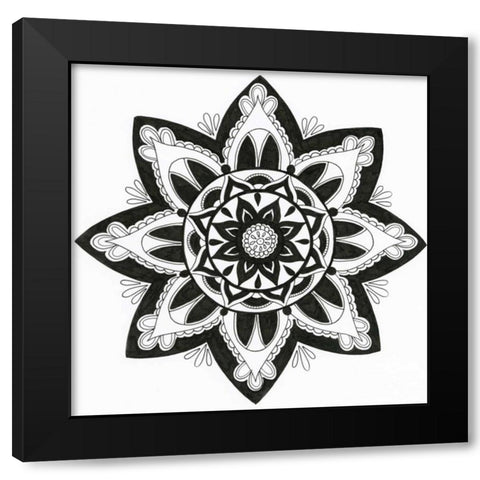 Yang Mandala Black Modern Wood Framed Art Print with Double Matting by Varacek, Pam