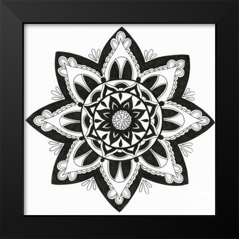 Yang Mandala Black Modern Wood Framed Art Print by Varacek, Pam