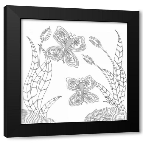 Butterfly Sky Black Modern Wood Framed Art Print with Double Matting by Varacek, Pam