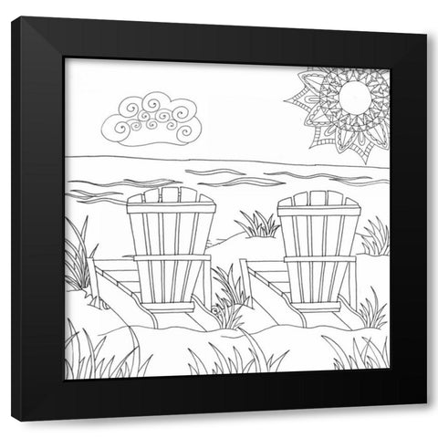 Beach Day Black Modern Wood Framed Art Print with Double Matting by Varacek, Pam