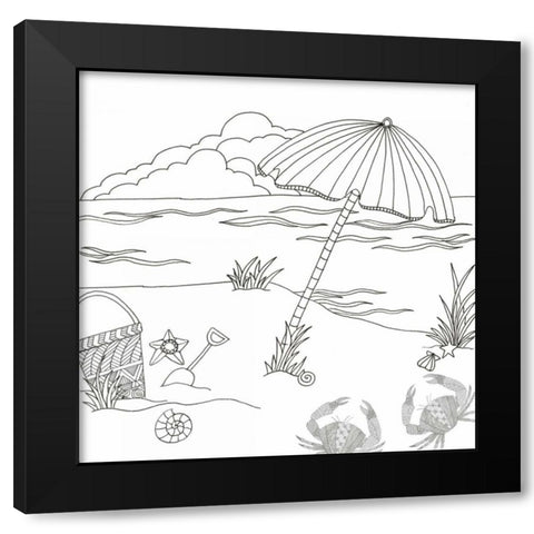 Beach Day Black Modern Wood Framed Art Print with Double Matting by Varacek, Pam