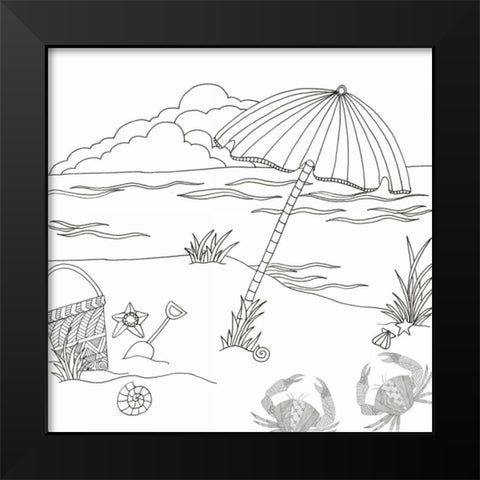 Beach Day Black Modern Wood Framed Art Print by Varacek, Pam