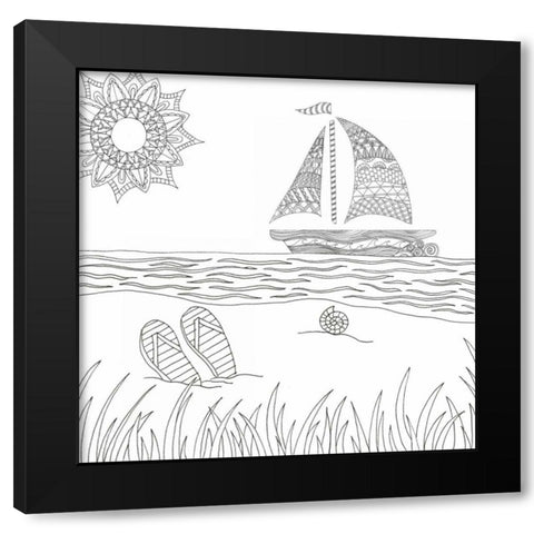 Summer Sailing Black Modern Wood Framed Art Print with Double Matting by Varacek, Pam