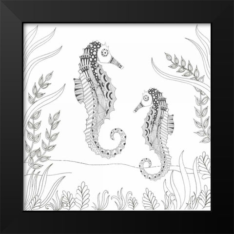 Seahorse Pair Black Modern Wood Framed Art Print by Varacek, Pam