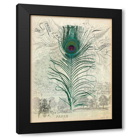 Peacock Feather 1 Black Modern Wood Framed Art Print with Double Matting by Lula Bijoux and Company