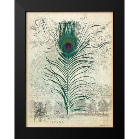 Peacock Feather 1 Black Modern Wood Framed Art Print by Lula Bijoux and Company