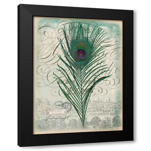 Peacock Feather 2 Black Modern Wood Framed Art Print with Double Matting by Lula Bijoux and Company