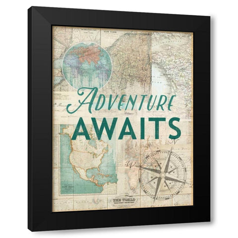 Adventure awaits Black Modern Wood Framed Art Print with Double Matting by Lula Bijoux and Company