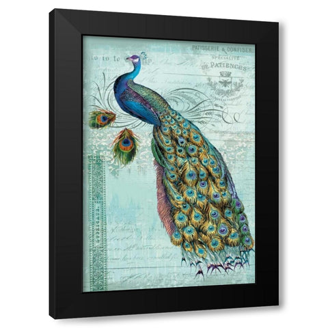 Peacock Teal Nouveau 1 Black Modern Wood Framed Art Print by Lula Bijoux and Company