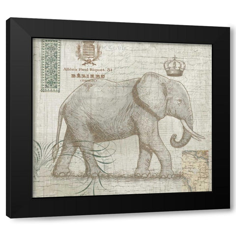 Elegant Safari Elephant 2 Black Modern Wood Framed Art Print with Double Matting by Allen, Candace