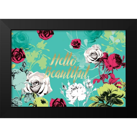 Hello Beautiful Bright Roses Black Modern Wood Framed Art Print by Allen, Candace