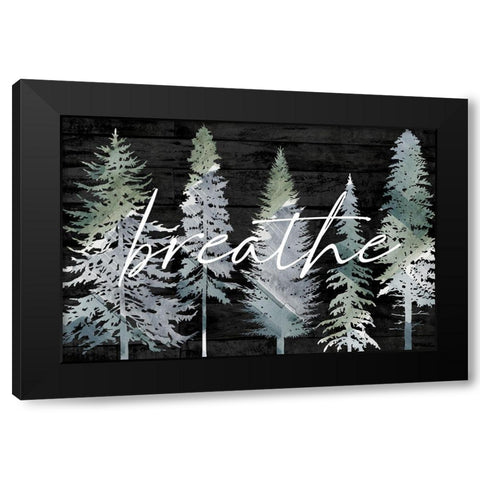 Breathe Black Modern Wood Framed Art Print with Double Matting by Lula Bijoux and Company