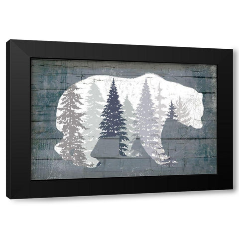 Dark Forest Bear Black Modern Wood Framed Art Print with Double Matting by Lula Bijoux and Company