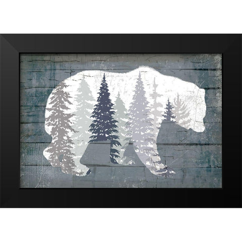 Dark Forest Bear Black Modern Wood Framed Art Print by Lula Bijoux and Company