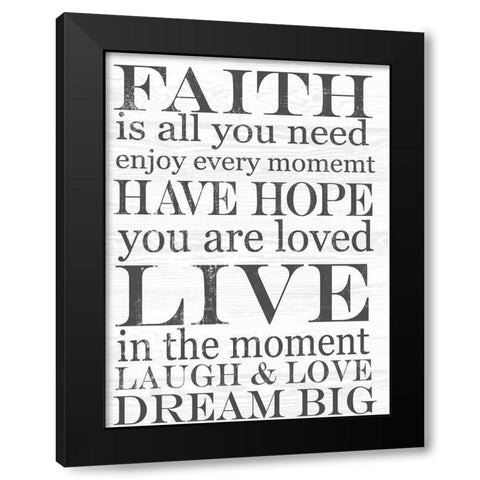 FAITH Black Modern Wood Framed Art Print with Double Matting by Lula Bijoux and Company