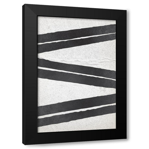 BW Minimalist Zig Zag 1 Black Modern Wood Framed Art Print with Double Matting by Lula Bijoux and Company