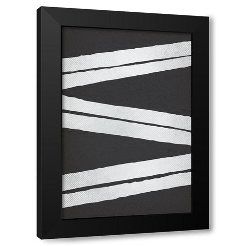 BW Minimalist Zig Zag 2 Black Modern Wood Framed Art Print with Double Matting by Lula Bijoux and Company