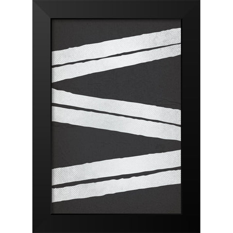 BW Minimalist Zig Zag 2 Black Modern Wood Framed Art Print by Lula Bijoux and Company