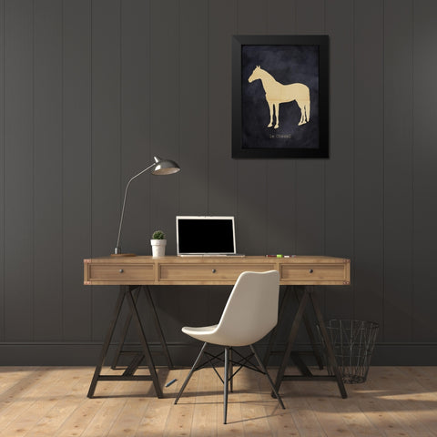 Horse Black Modern Wood Framed Art Print by Lula Bijoux And Company