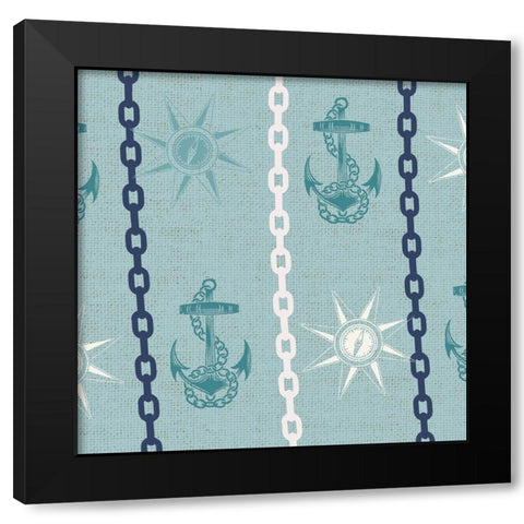 Nautical Pattern 3 Black Modern Wood Framed Art Print by Allen, Candace