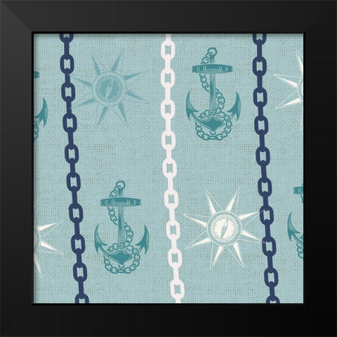 Nautical Pattern 3 Black Modern Wood Framed Art Print by Allen, Candace