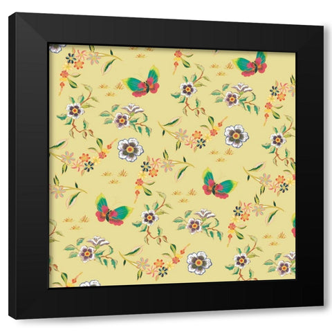 Kimono Quilt Toss 2 Black Modern Wood Framed Art Print with Double Matting by Allen, Candace