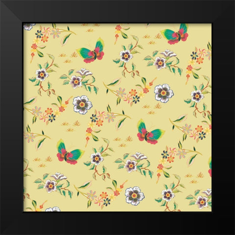 Kimono Quilt Toss 2 Black Modern Wood Framed Art Print by Allen, Candace