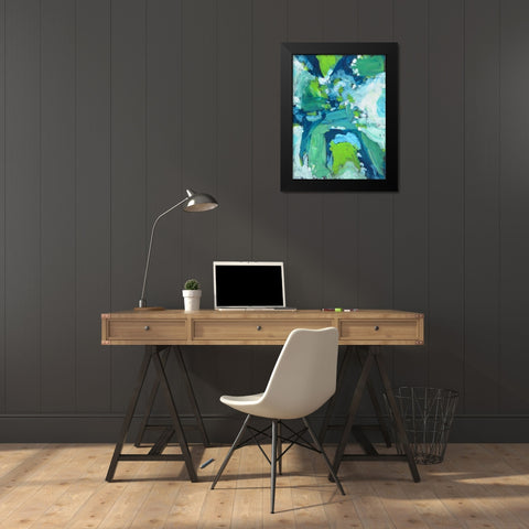 Abstract Bluegreen 1 Black Modern Wood Framed Art Print by Jenner, Roya