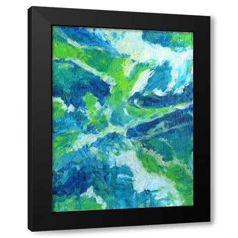 Abstract Bluegreen 2 Black Modern Wood Framed Art Print with Double Matting by Jenner, Roya