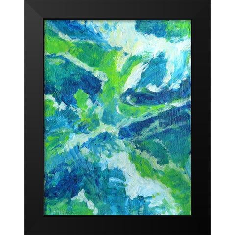 Abstract Bluegreen 2 Black Modern Wood Framed Art Print by Jenner, Roya