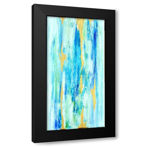 Blue Gold Abstract Black Modern Wood Framed Art Print with Double Matting by Jenner, Roya