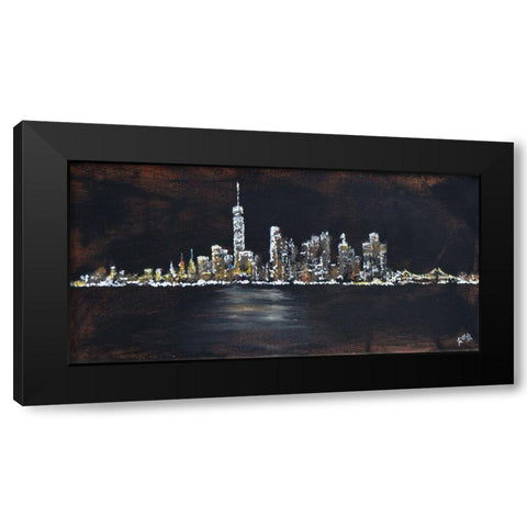 Abstract NYC Skyline Black Modern Wood Framed Art Print by Jenner, Roya