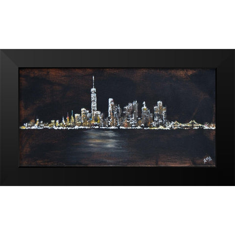 Abstract NYC Skyline Black Modern Wood Framed Art Print by Jenner, Roya