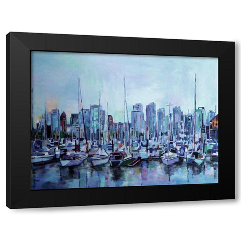 Harbour Views Black Modern Wood Framed Art Print by Ghanooni, Sarah