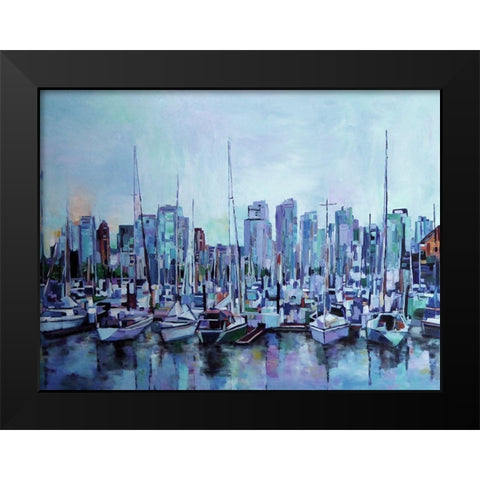 Harbour Views Black Modern Wood Framed Art Print by Ghanooni, Sarah
