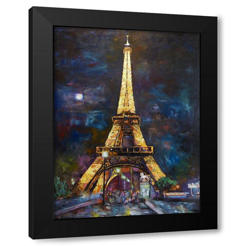 Golden Eiffel Black Modern Wood Framed Art Print by Ghanooni, Sarah