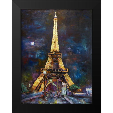 Golden Eiffel Black Modern Wood Framed Art Print by Ghanooni, Sarah