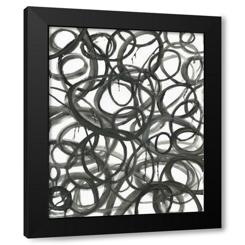 Swirly Curls Black Modern Wood Framed Art Print by Haynes, Smith