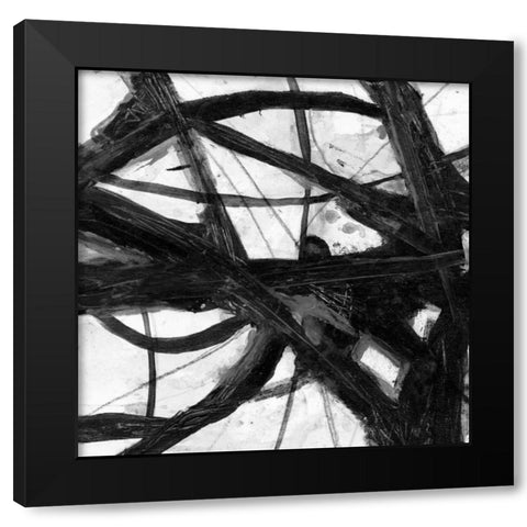 Abstract Jungle 1 Black Modern Wood Framed Art Print with Double Matting by Haynes, Smith
