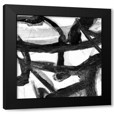 Abstract Jungle 2 Black Modern Wood Framed Art Print with Double Matting by Haynes, Smith