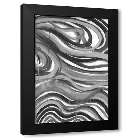 Charcoal Ripples 1 Black Modern Wood Framed Art Print by Haynes, Smith
