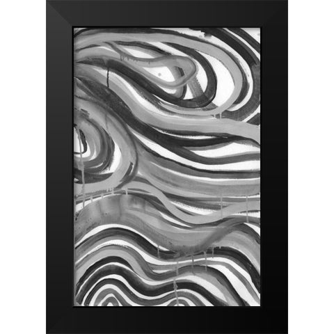 Charcoal Ripples 1 Black Modern Wood Framed Art Print by Haynes, Smith