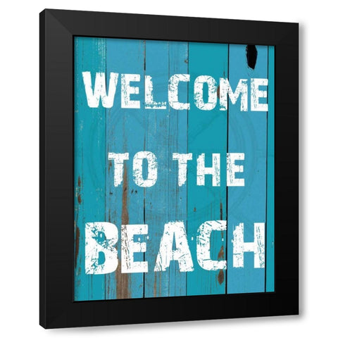 Welcome To The Beach Black Modern Wood Framed Art Print with Double Matting by Lewis, Sheldon