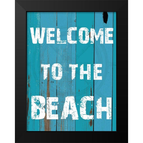 Welcome To The Beach Black Modern Wood Framed Art Print by Lewis, Sheldon
