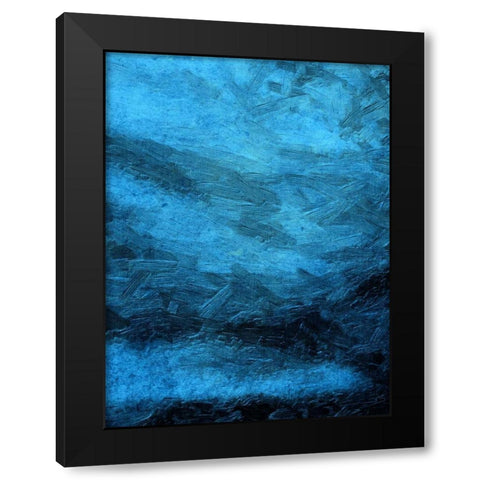 Indigo Bruch Strokes Abstract Black Modern Wood Framed Art Print with Double Matting by Lewis, Sheldon