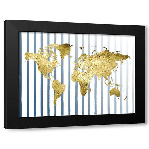 Striped Map Black Modern Wood Framed Art Print by Lewis, Sheldon