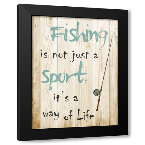 Fishing Black Modern Wood Framed Art Print by Lewis, Sheldon