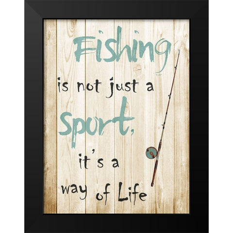 Fishing Black Modern Wood Framed Art Print by Lewis, Sheldon
