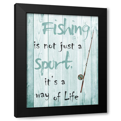 Fishing Black Modern Wood Framed Art Print with Double Matting by Lewis, Sheldon