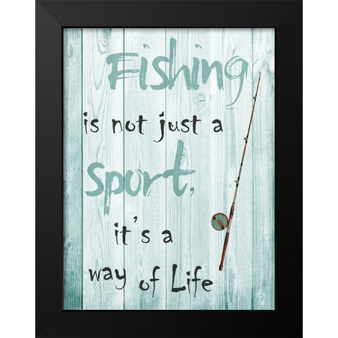 Fishing Black Modern Wood Framed Art Print by Lewis, Sheldon